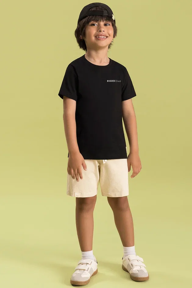 Conjunto Infantil Camiseta de Algodão e Bermuda de Malhão Confortável
