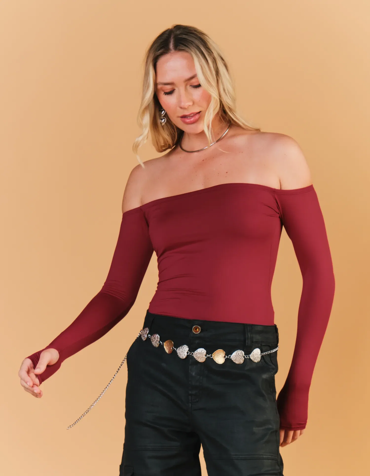 Blusa Poliamida Manga Longa Dedinho - Vinho — imagem 1