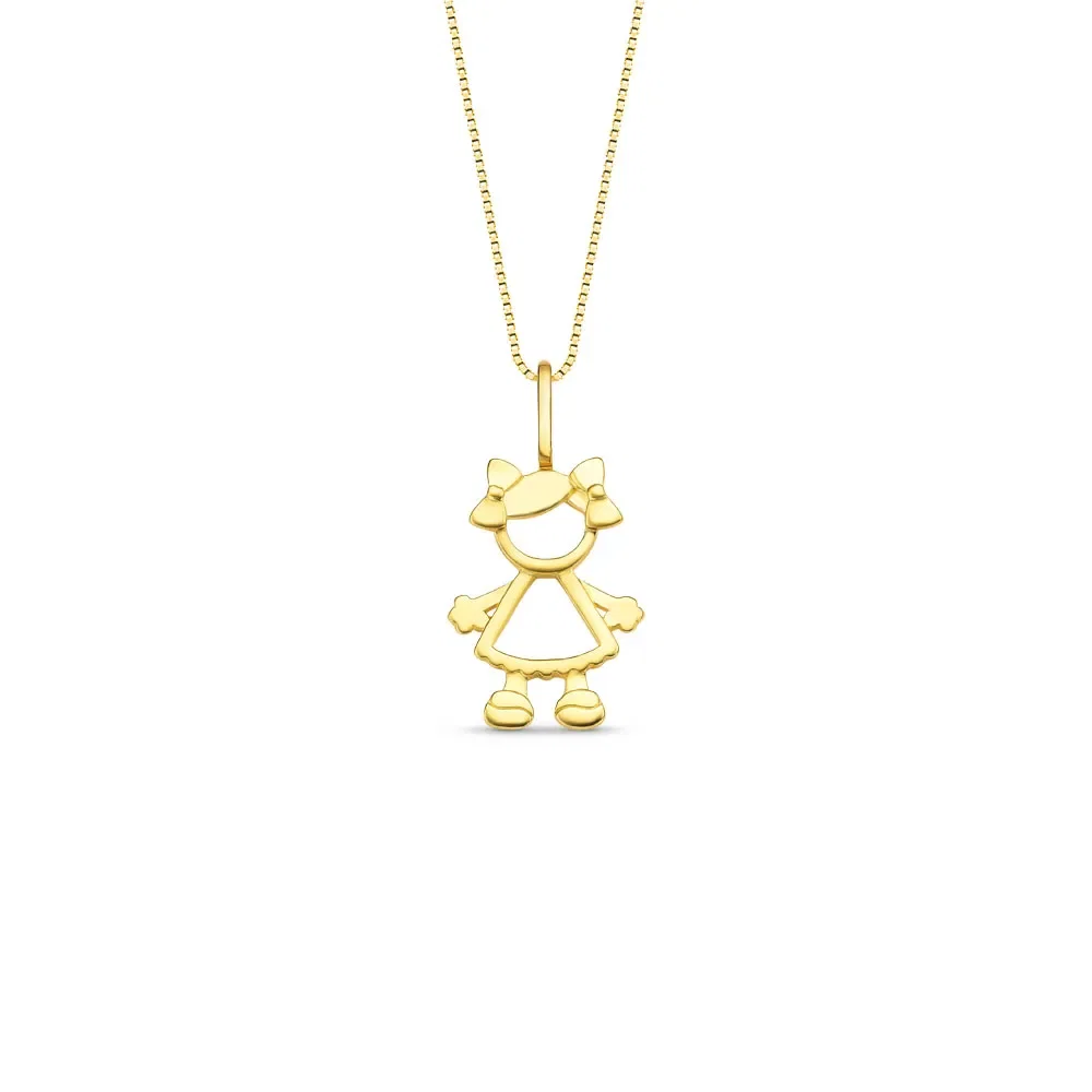 Pingente Menina em Ouro Amarelo 18k, 13mm — imagem 1