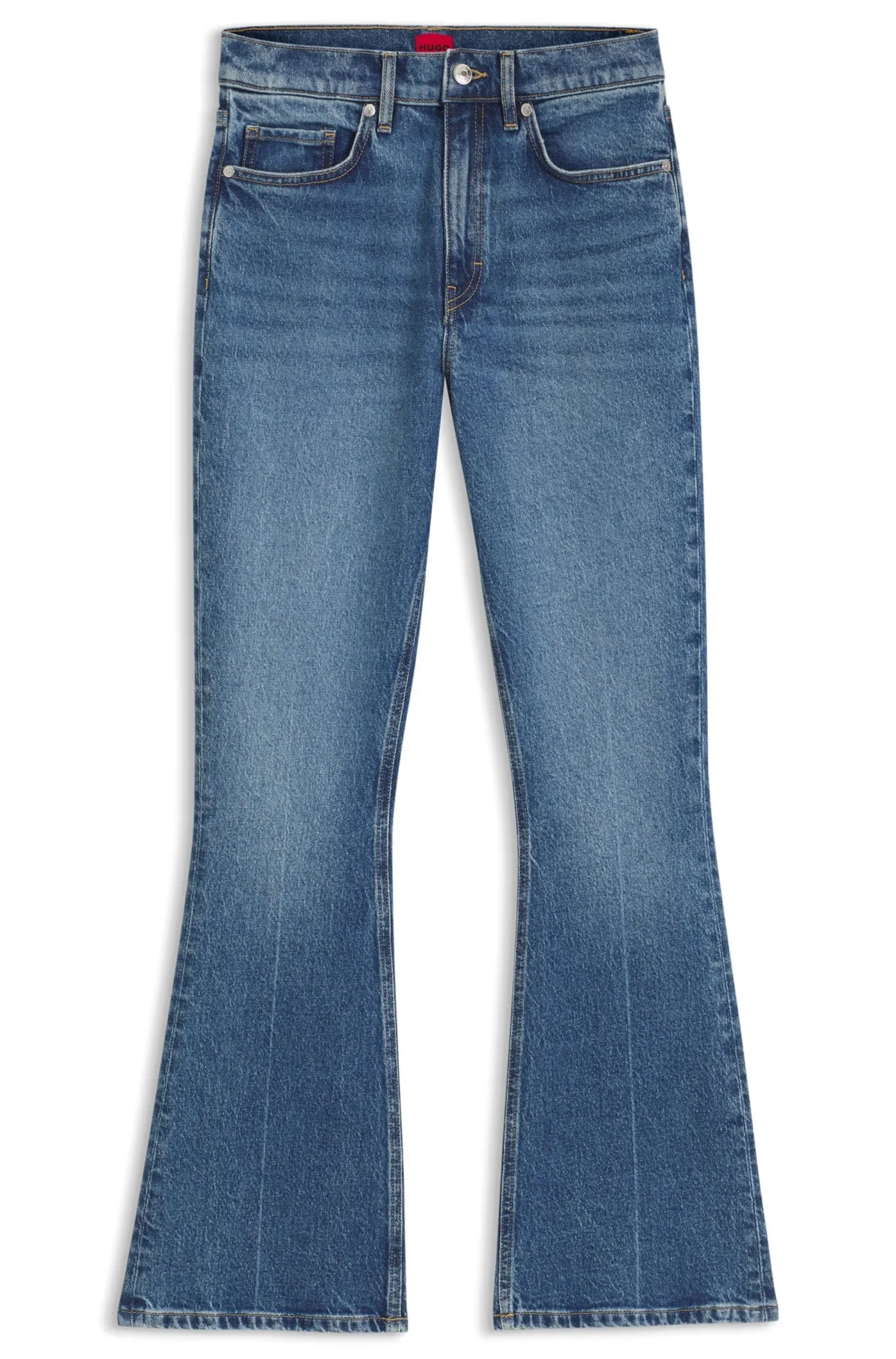 Calça Jeans Flare De Cintura Alta Em Algodão