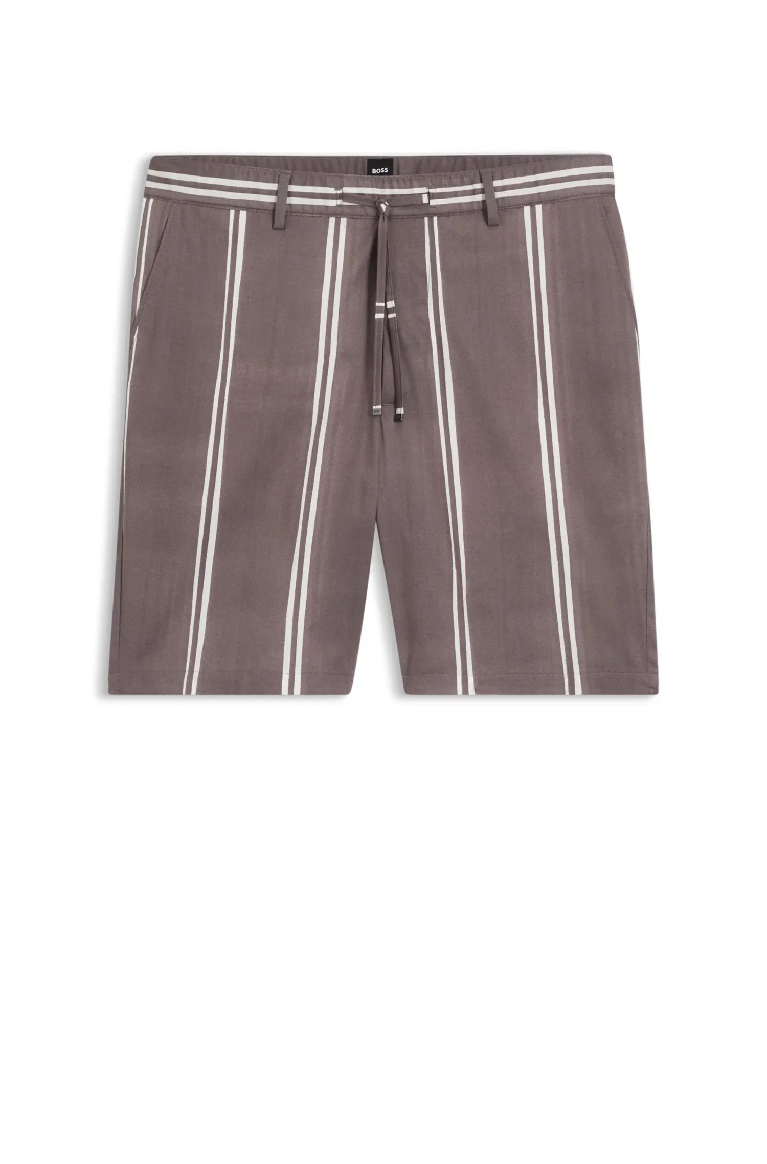 Shorts De Algodão Elástico Com Padrão Estampado