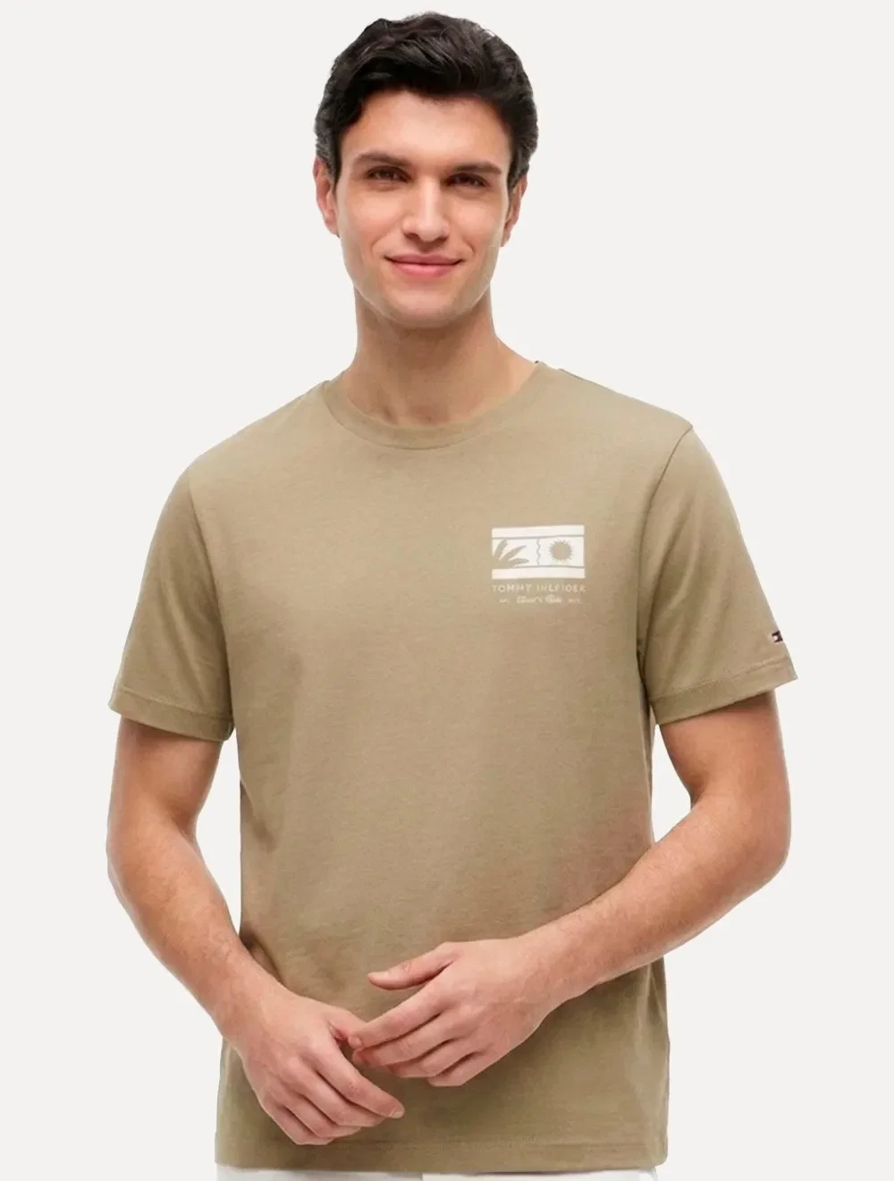 Camiseta Tommy Hilfiger Masculina Brand Love Graphic Tee Cáqui — imagem 1