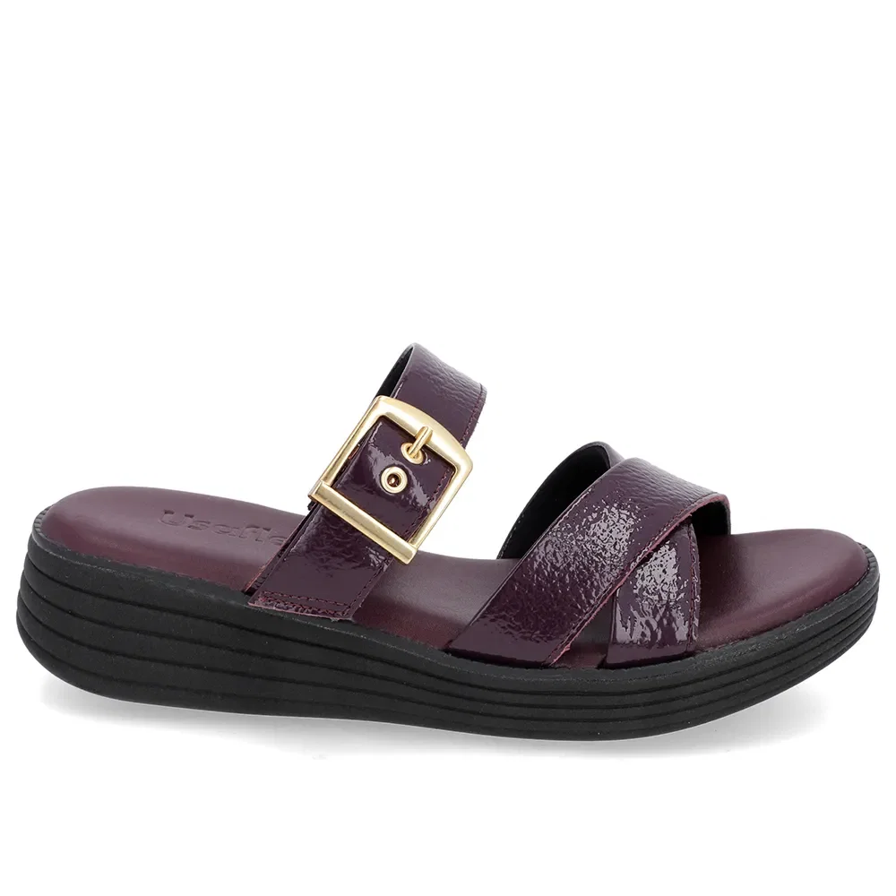 Tamanco Salto Plataforma Verniz Roxo Fivela — imagem 1