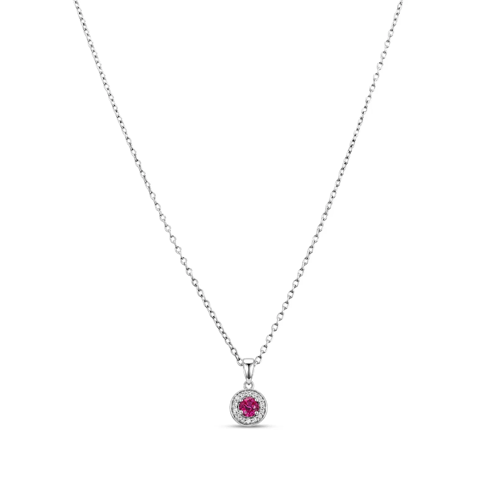 Colar Life Forms em Prata 925 com Zircônia Rosa e Incolor