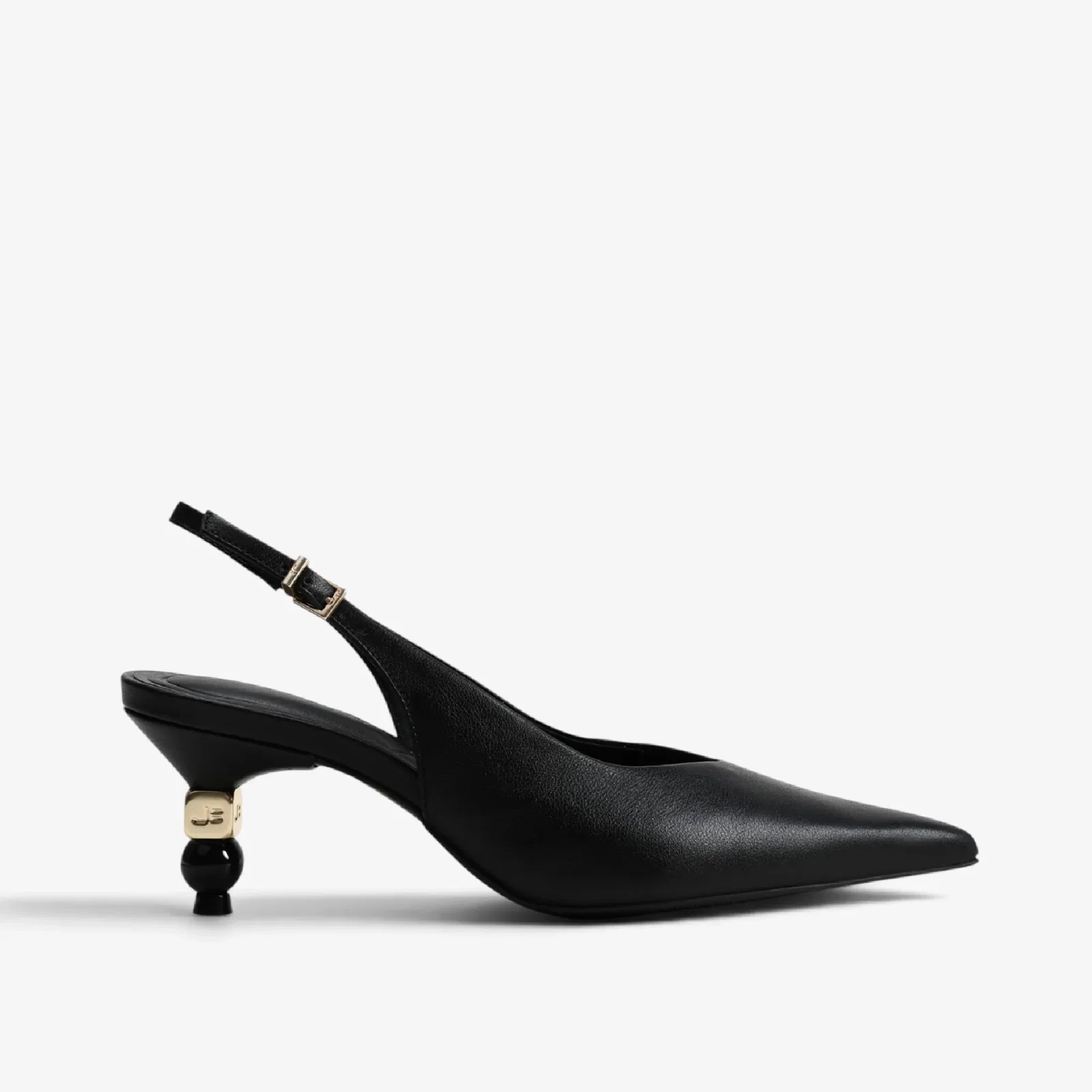 Slingback Preto Couro