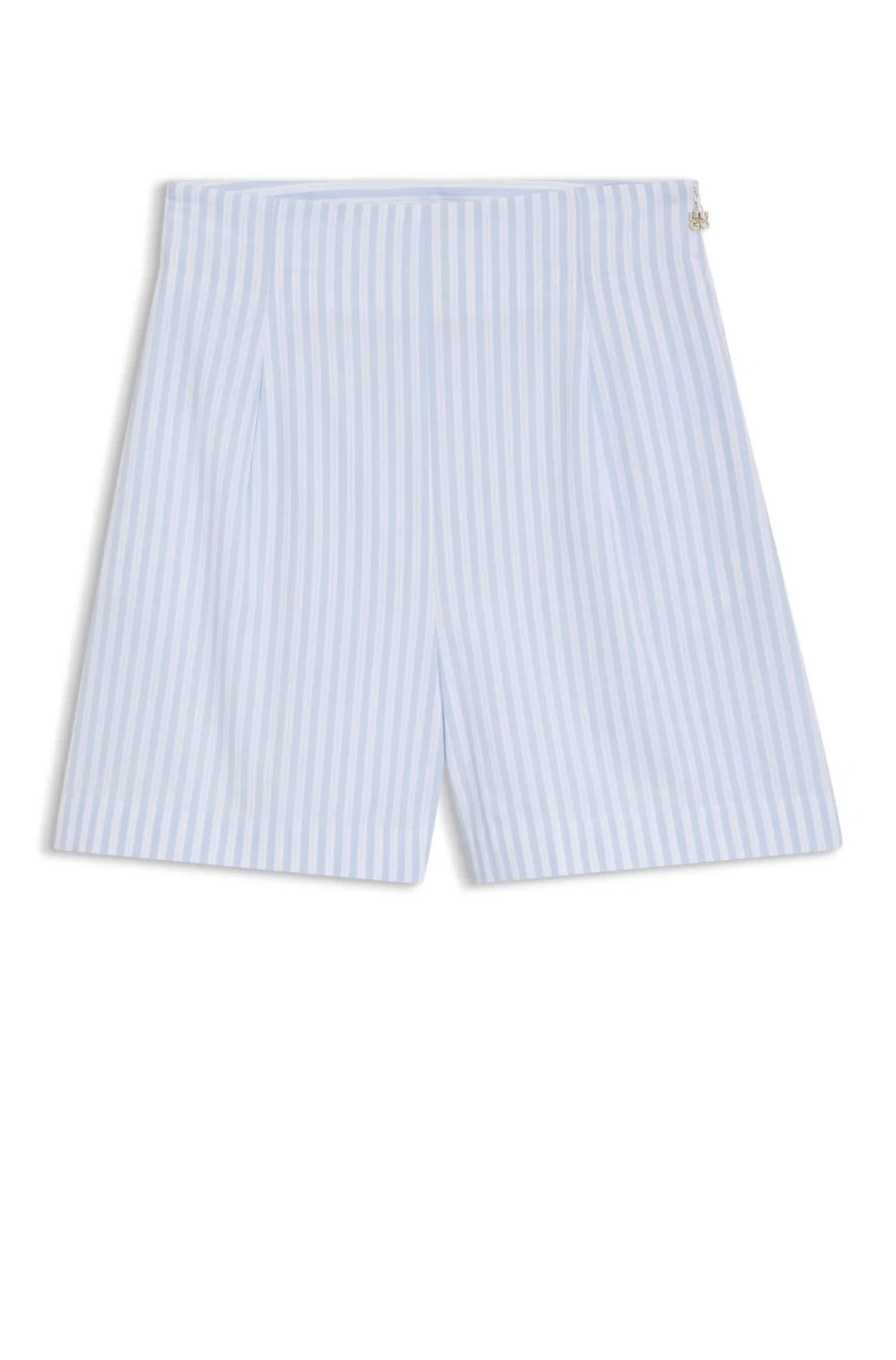 Shorts Listrado Em Popelina De Algodão