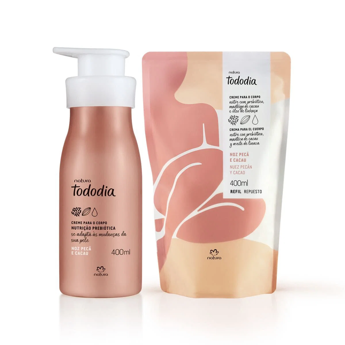 Kit Creme Desodorante Nutritivo para o Corpo Tododia Noz Pecã e Cacau com Refil