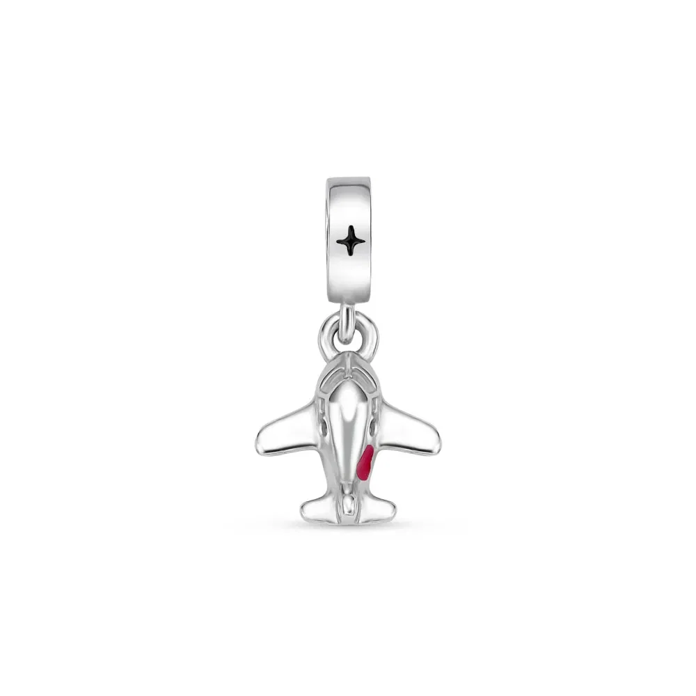 Pingente Life Viagem Avião em Prata 925 com Esmalte — imagem 1