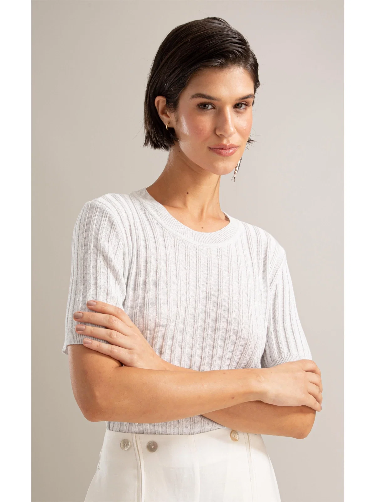 Tricot T-Shirt Yani Shine Branco — imagem 1