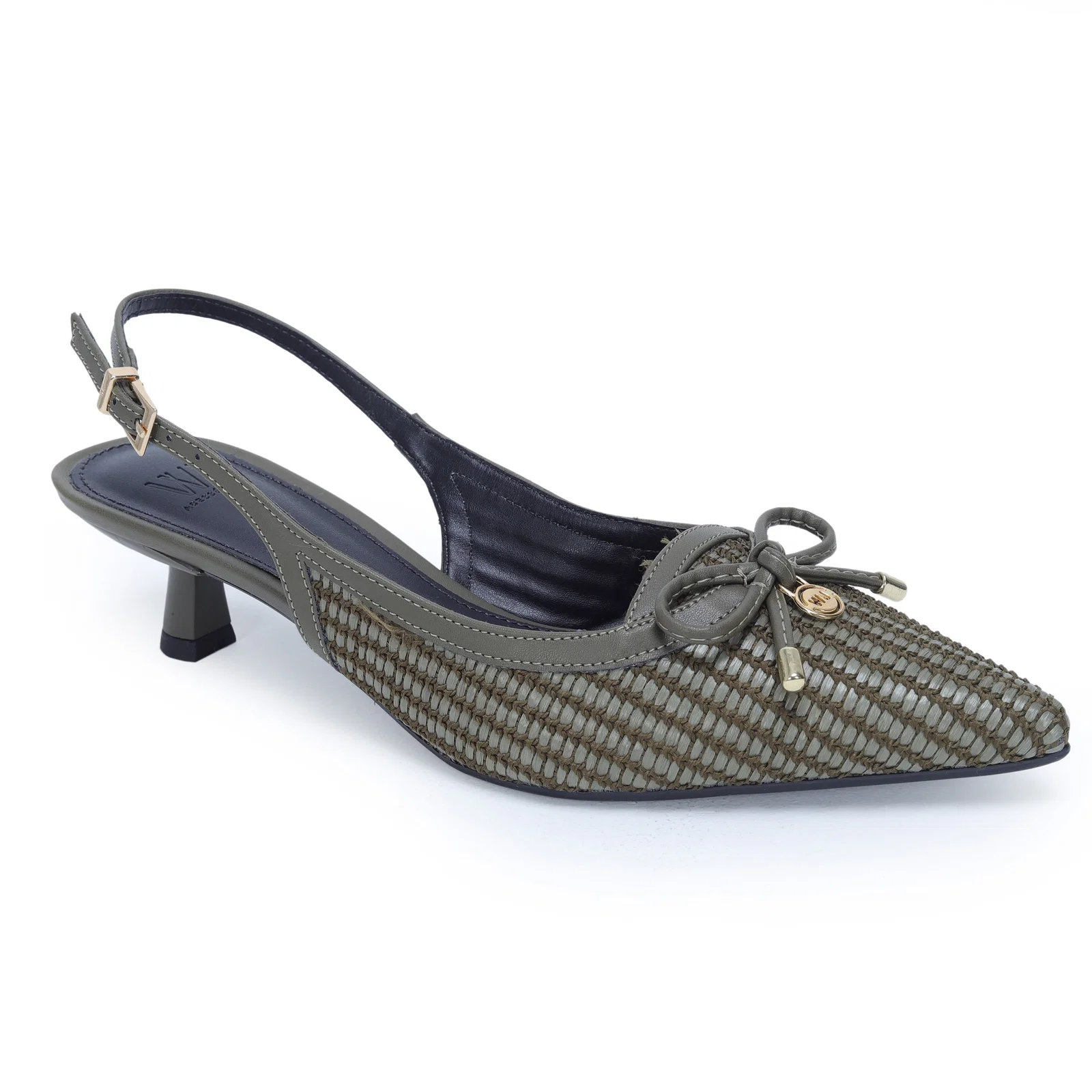 Slingback Palha Laço Medalha Wj 4cm