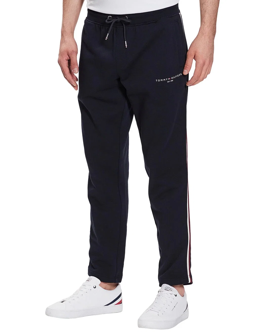 Calça Tommy Hilfiger Masculina Moletom Global Stripe Tape Azul Marinho