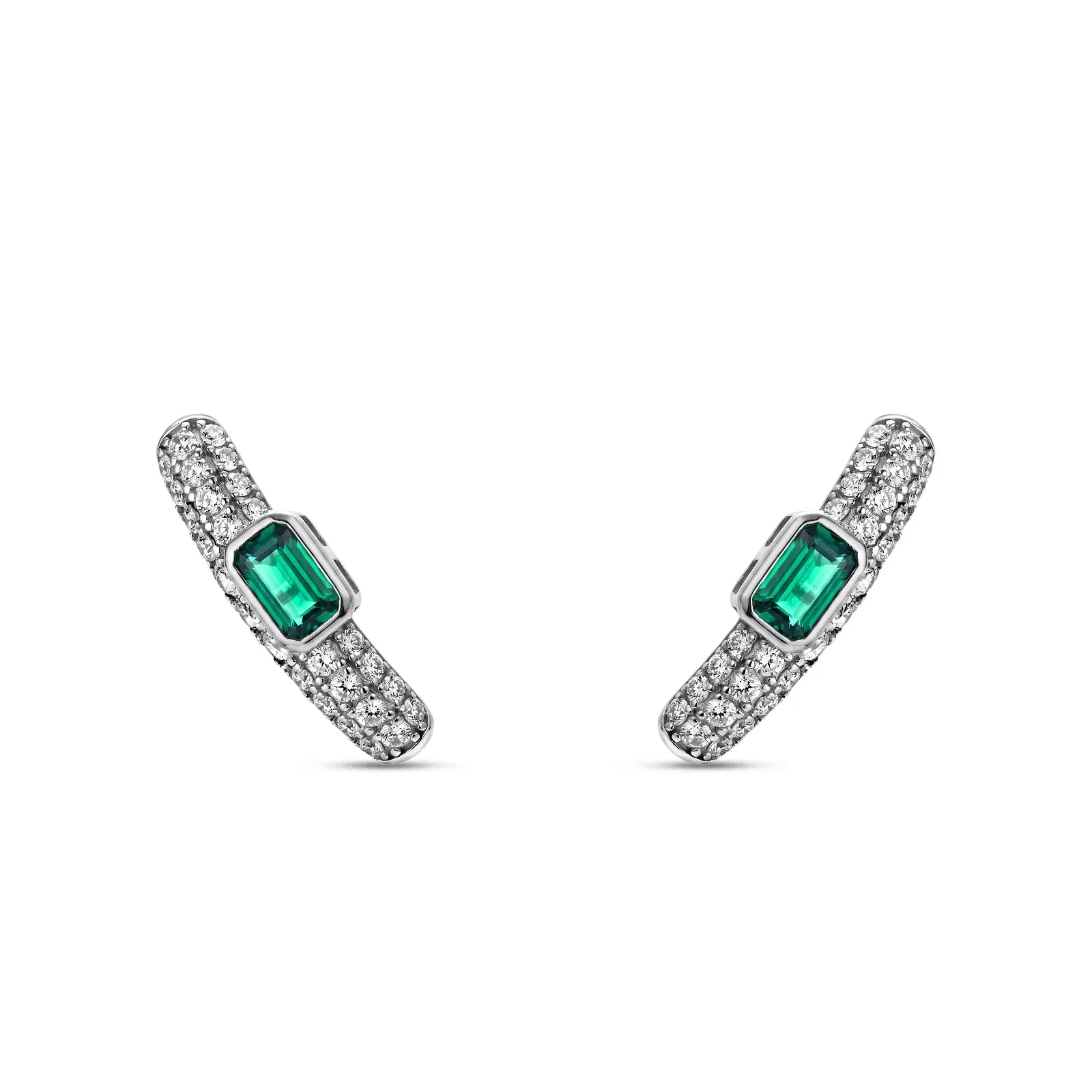 Argola Life Intenção em Prata 925 com Zircônia Verde e Incolor — imagem 1