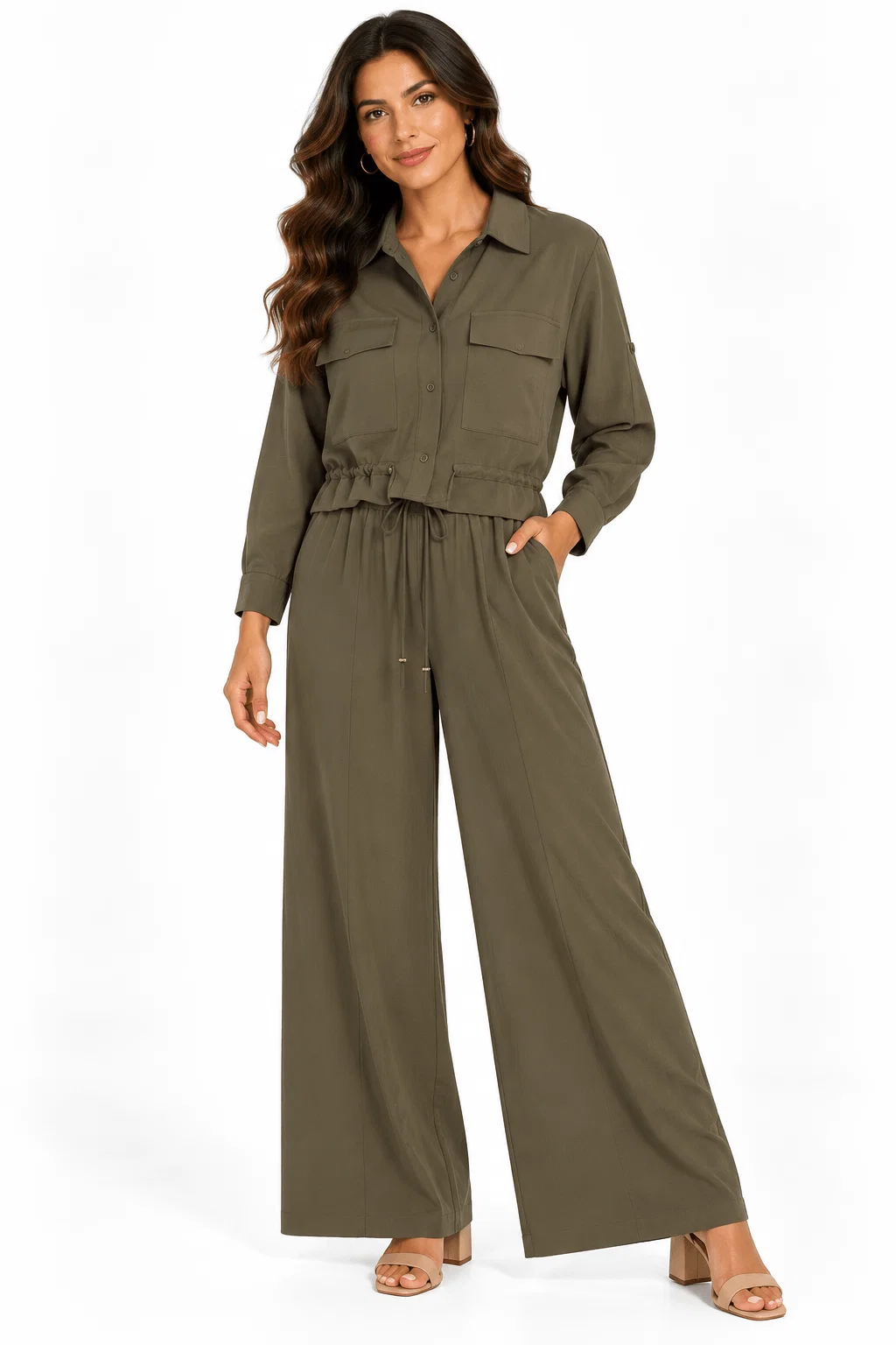 Blusa Peplum Túnel Amarração - Verde Oliva — imagem 1