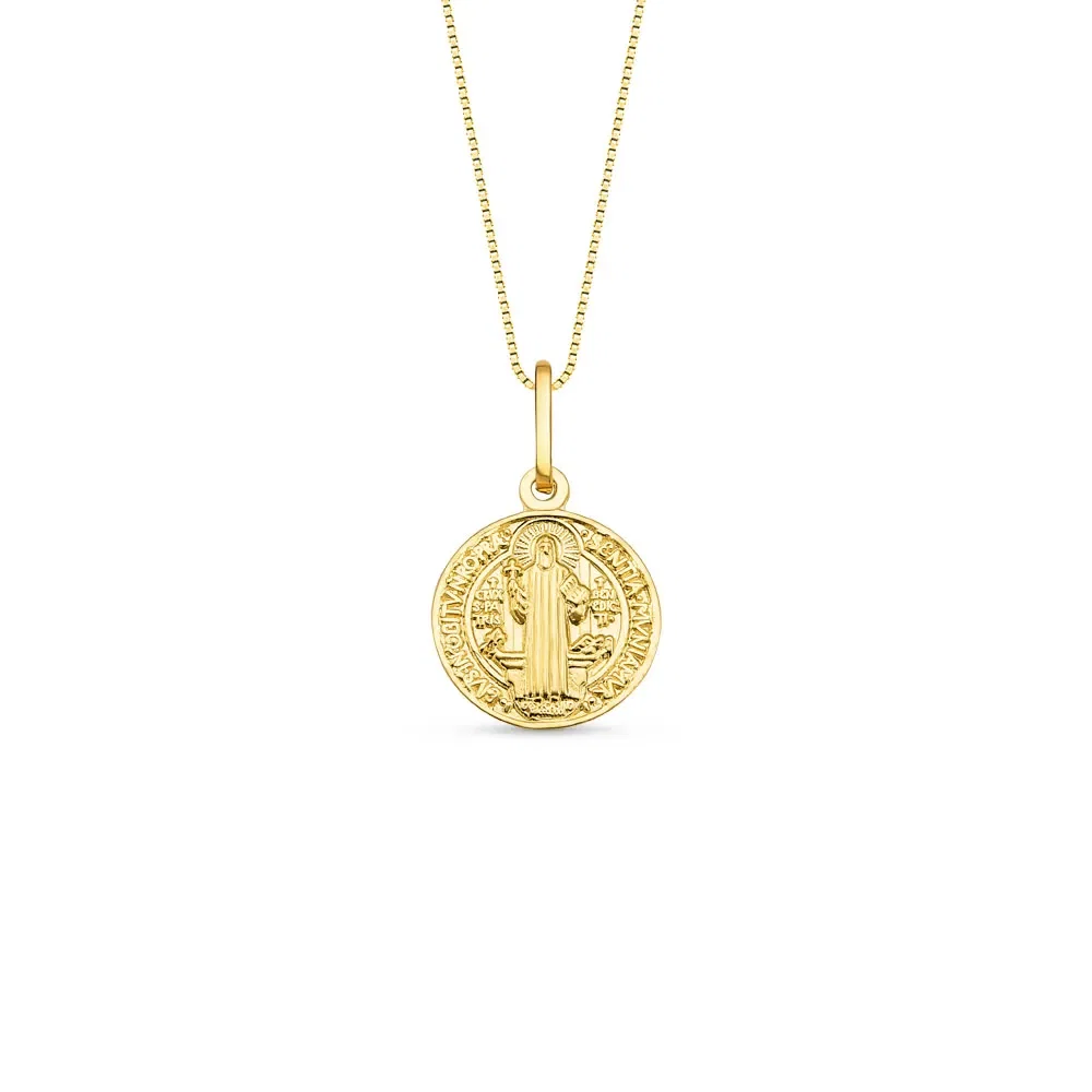 Pingente Medalha São Bento em Ouro Amarelo 18k, 17,33mm