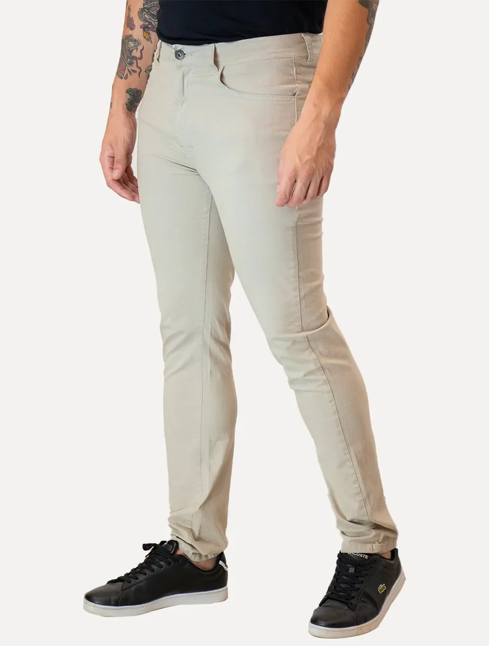 Calça Ellus Masculina Sarja Color Twill Slim Cinza Claro