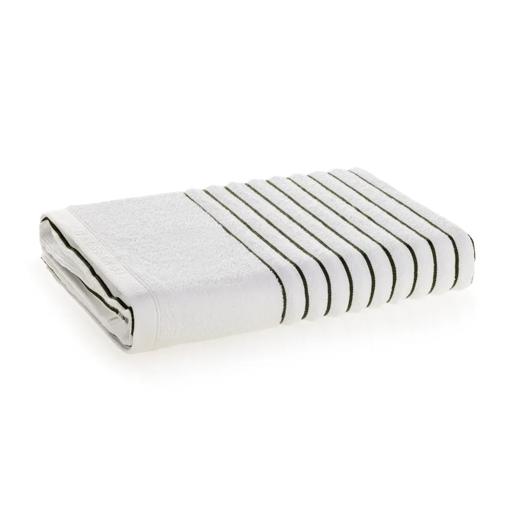 Toalha de Praia 550g/m² com listras Rigato Branco / Giardino