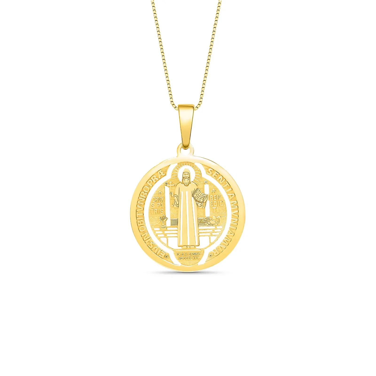 Pingente Medalha São Bento em Ouro Amarelo 18k