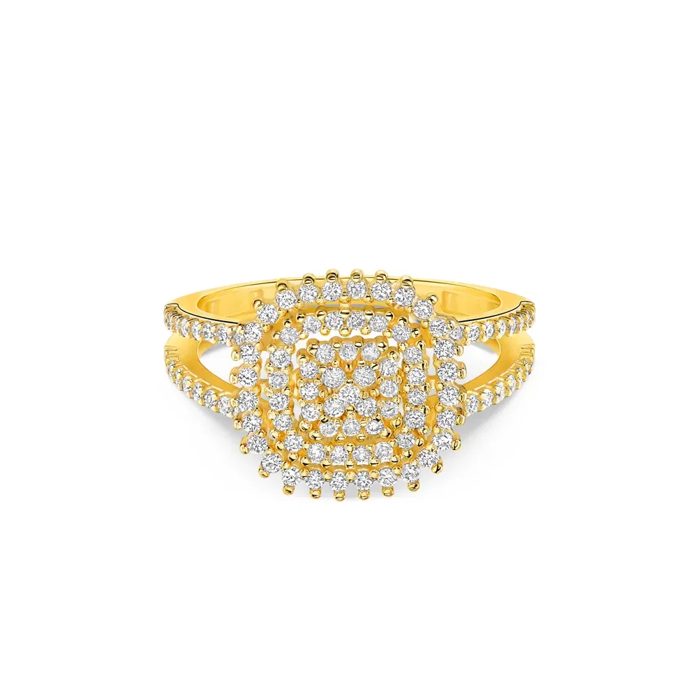 Anel Conjunto Especial em Ouro Amarelo 18k com Diamantes