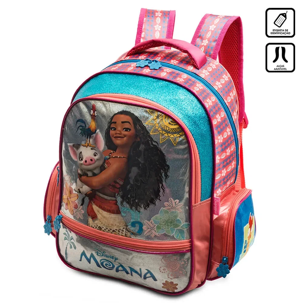 Mochila Escolar Feminina Premium Moana Vermelha