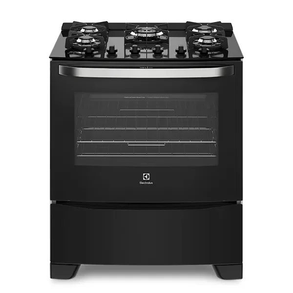 Fogão 5 Bocas Electrolux Preto com Mesa de Vidro e Tripla Chama (76GS) — imagem 1
