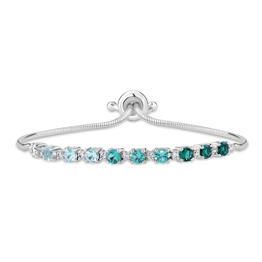 Pulseira Life Ocean em Prata 925 com Pedras Verdes e Incolores — imagem 1