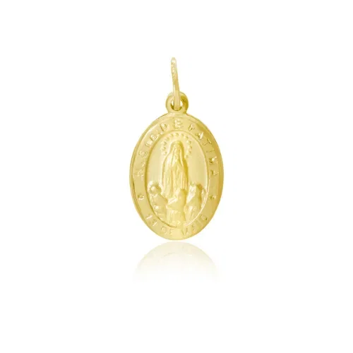 Pingente Medalha N.Sra de Fátima em Ouro Amarelo 18k, 13mm — imagem 1