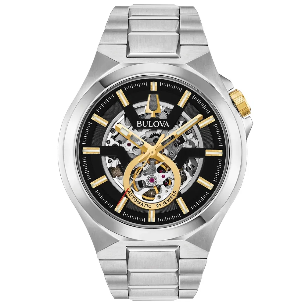 Relógio Bulova Maquina Masculino em Aço Prateado 98A224