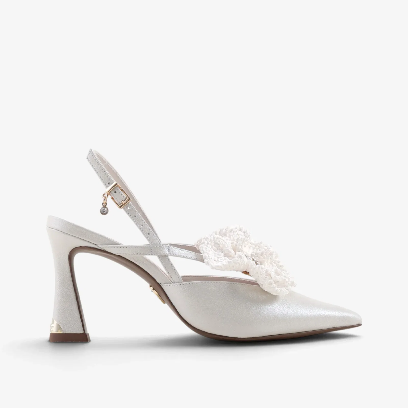Slingback Branco Say Yes Couro Acetinado — imagem 1
