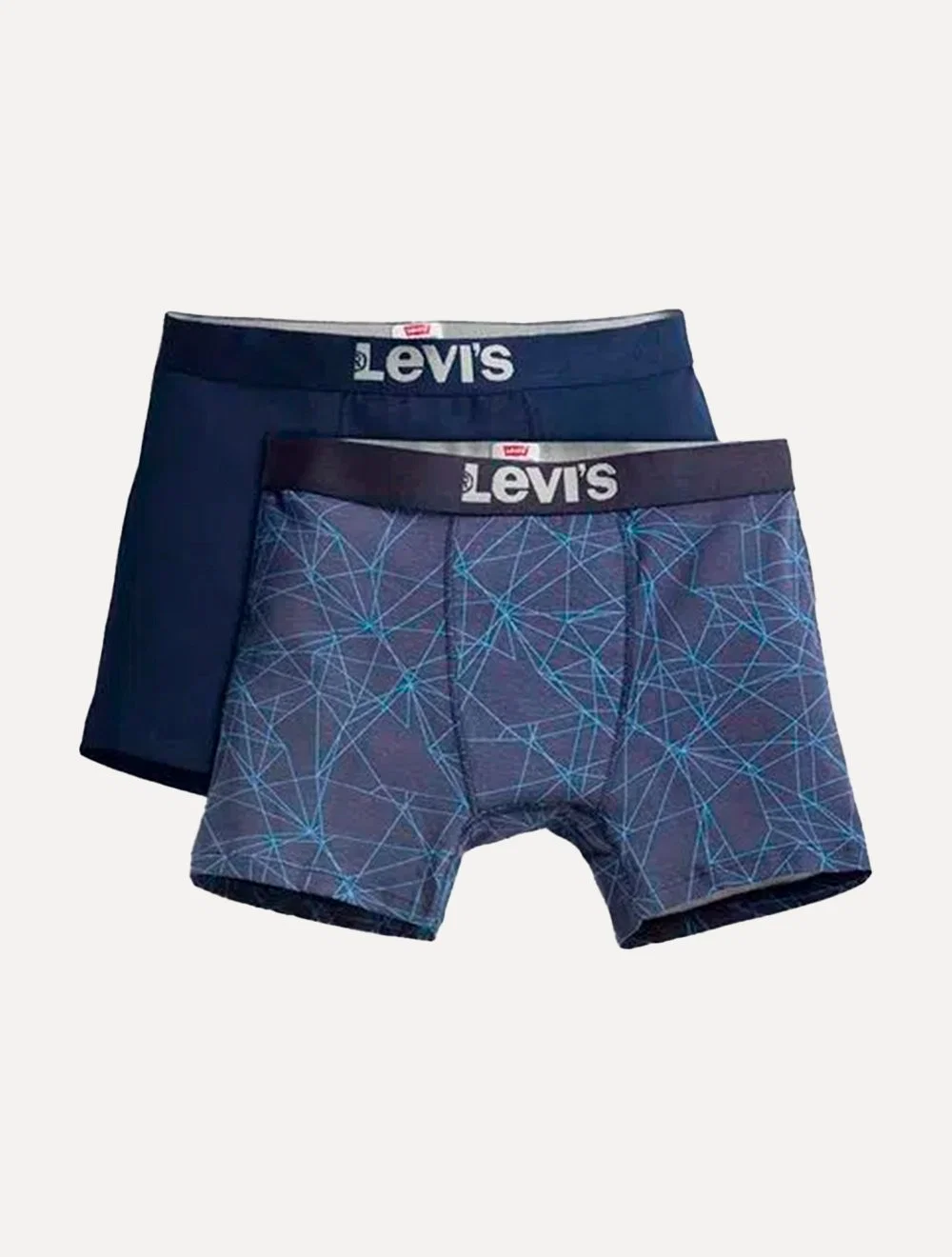 Cueca Levis Masculina Boxer Brief Geometric Azul Marinho Pack 2UN