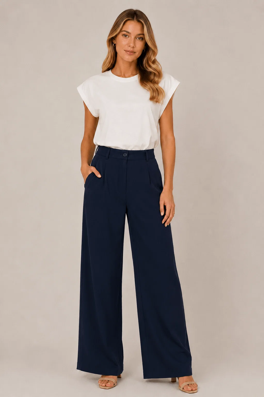 Calça Pantalona Alfaiataria - Azul Marinho