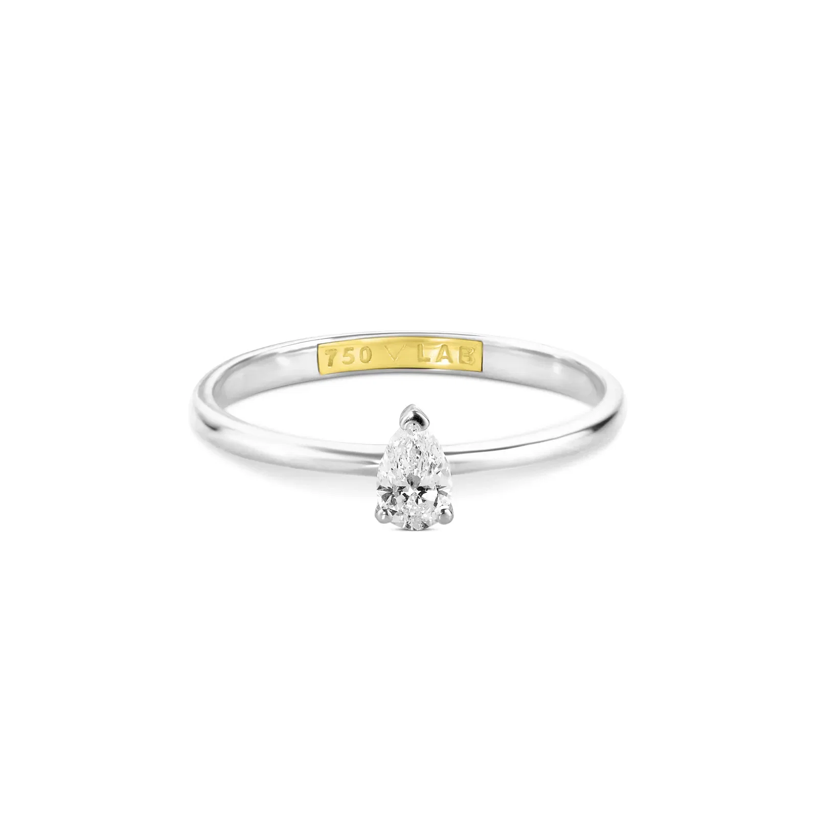 Anel Solitário Cielo Gota em Ouro Branco e Ouro Amarelo 18k com 0,2ct de Diamante de Laboratório — imagem 1