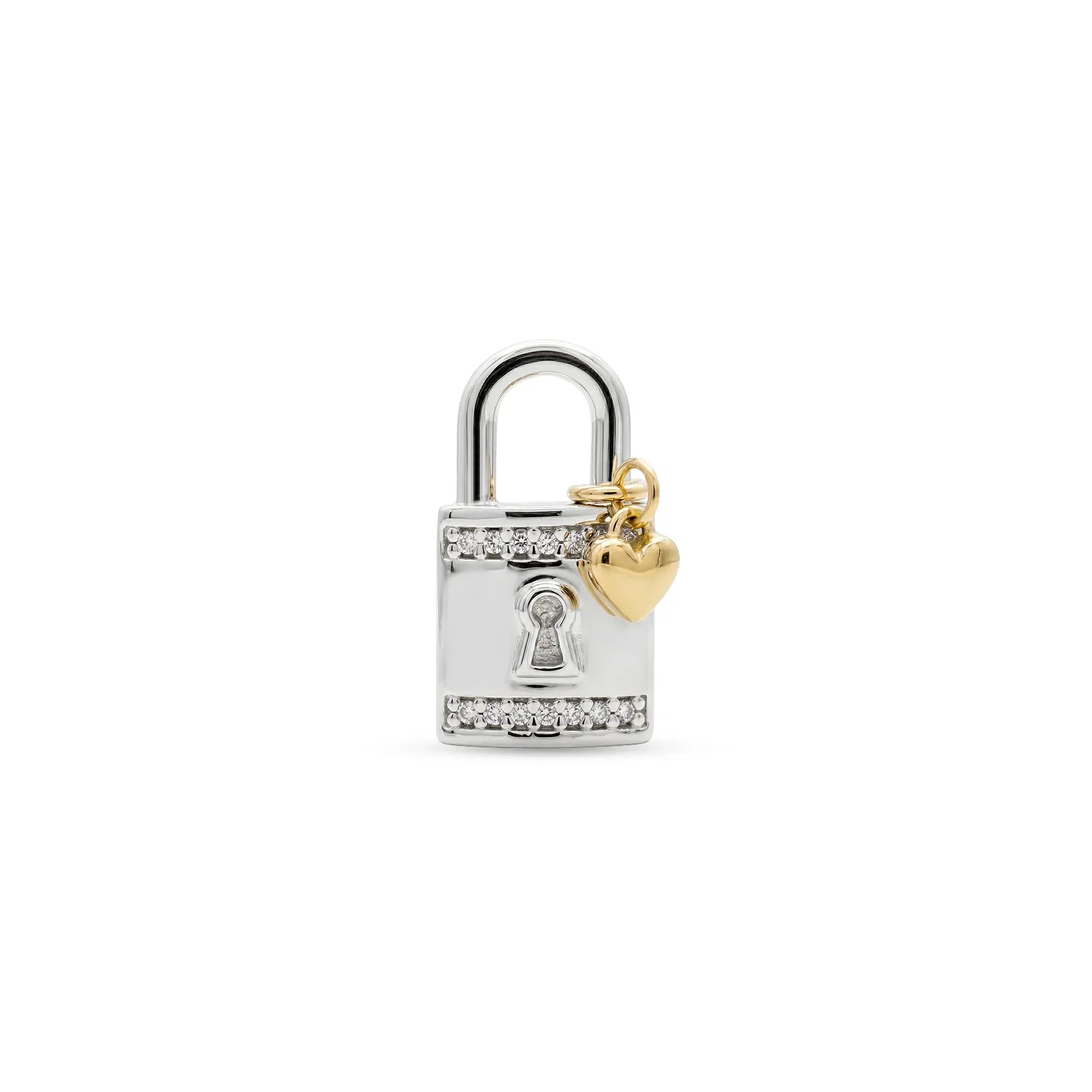 Pingente Cadeado em Prata 925 e Ouro Amarelo 18K com Safira Incolor — imagem 1