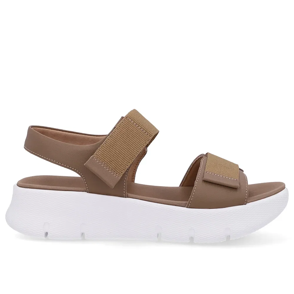 Sandália Salto Plataforma Couro Marrom Fendi Duas Tiras — imagem 1