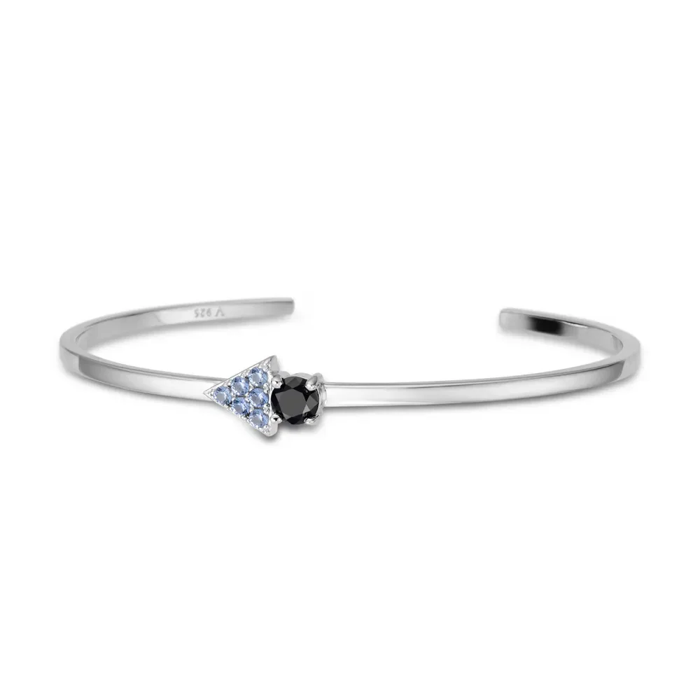 Bracelete Life Blue em Prata 925 com Pedras Pretas e Azuis — imagem 1