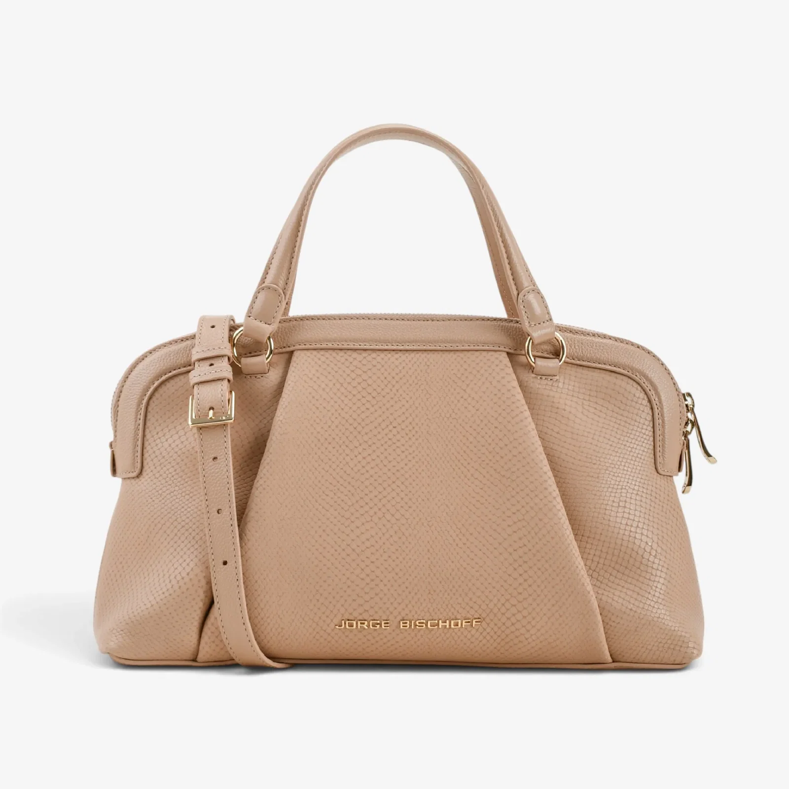 Bolsa Tote Nude Areia Couro Snake — imagem 1