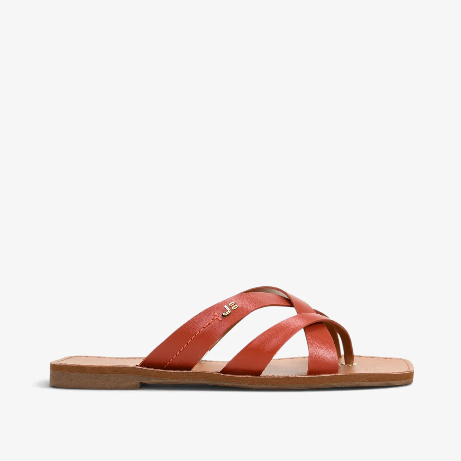 Chinelo Flat Caramelo Argila Couro