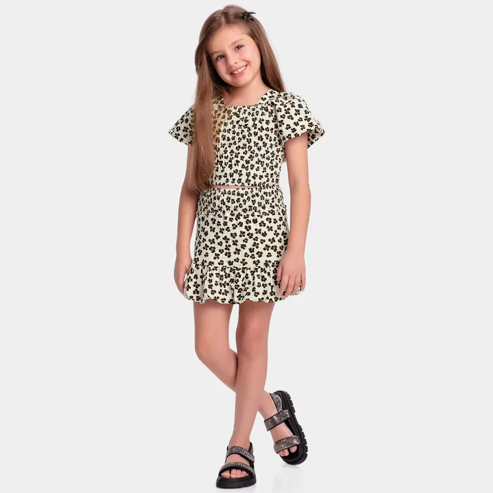 Conjunto blusa e short-saia balonê em malha florence animal print — imagem 1