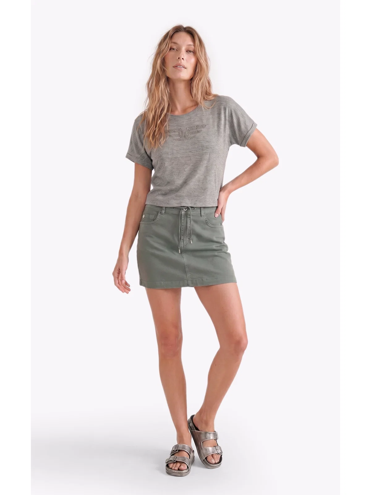 Saia Jogging Color Emma Preppy Verde Oliva — imagem 1