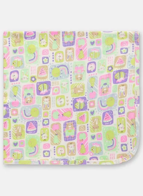 Manta para Bebê Menina em Suedine com Estampa Abstrata (Branco) Up Baby