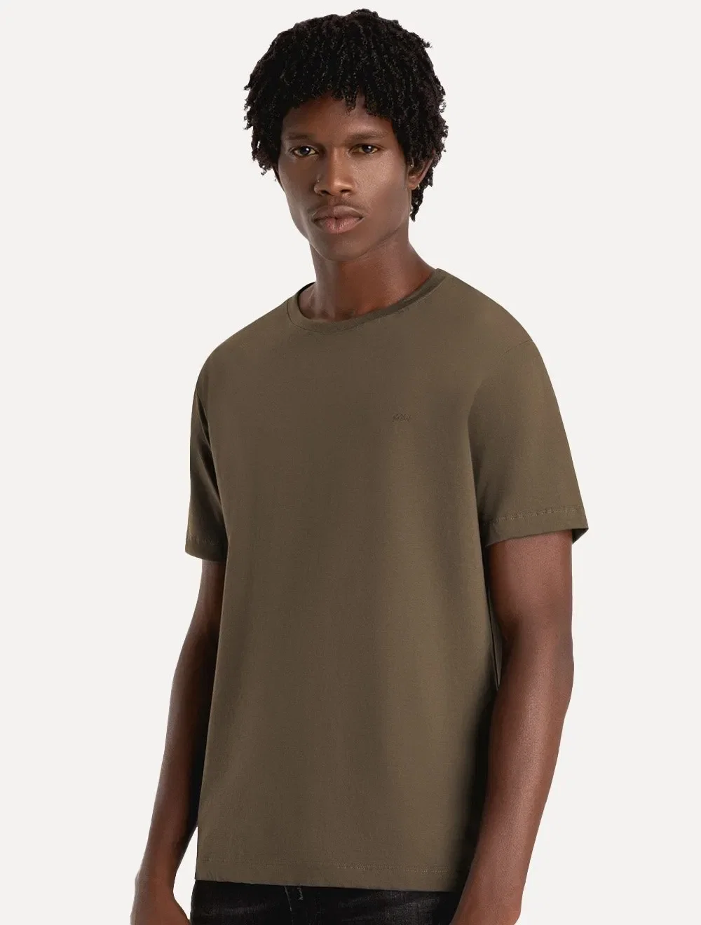 Camiseta Ellus Masculina Cotton Pima Originals Logo Marrom Claro
