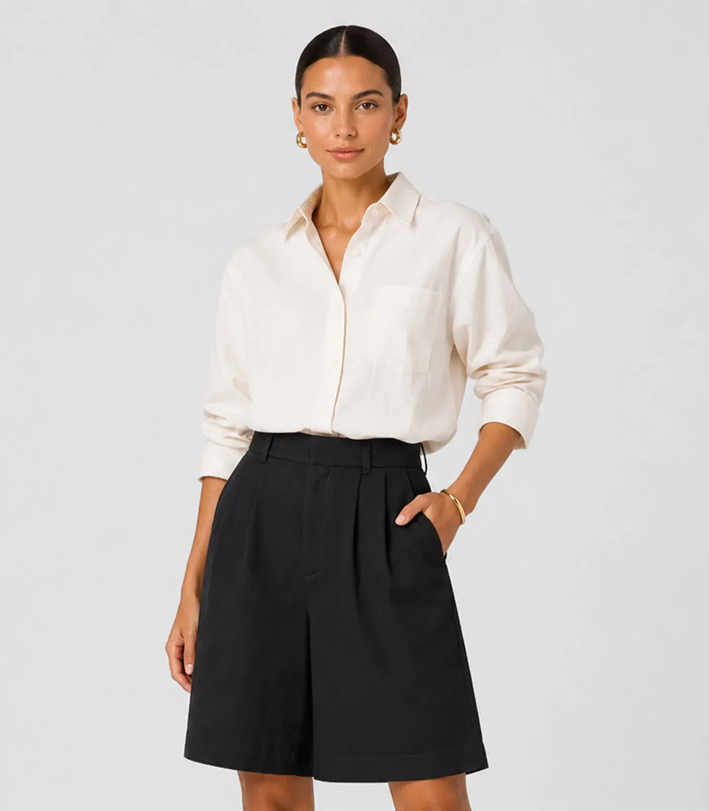 Bermuda Feminina Com Bolsos Endless Preto