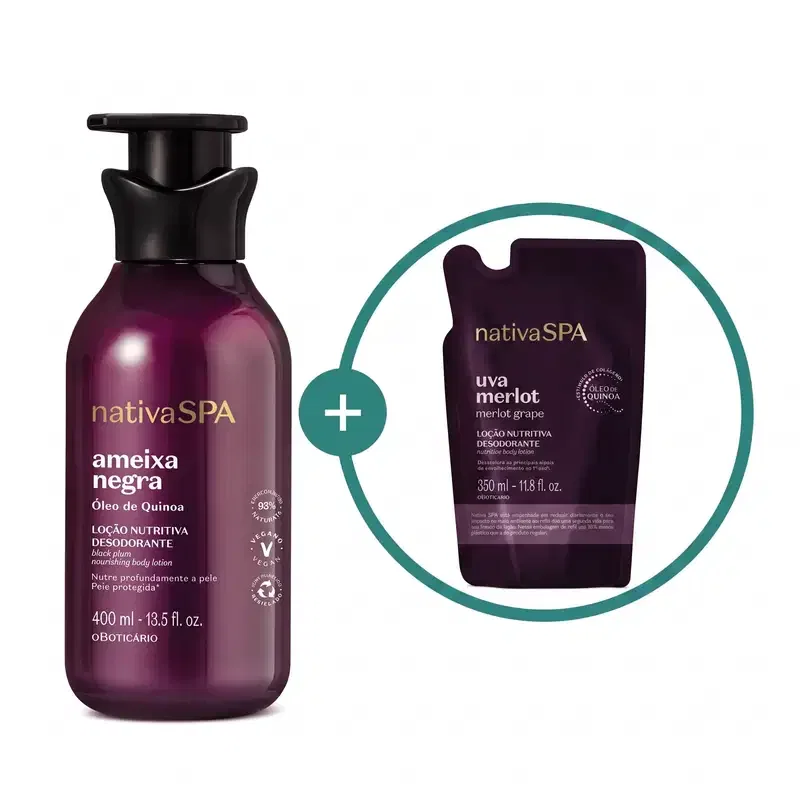 Combo Nativa SPA: Loção Corporal Ameixa Negra 400ml + Refil Uva Merlot 350ml