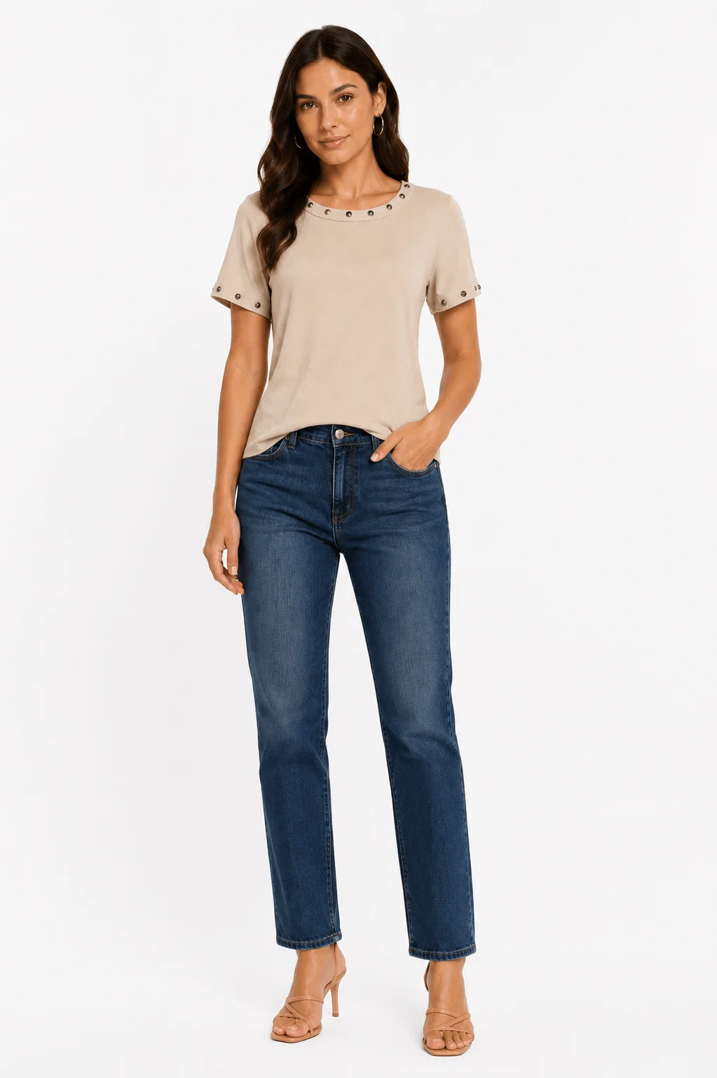 Blusa Malha Manga Curta - Areia — imagem 1
