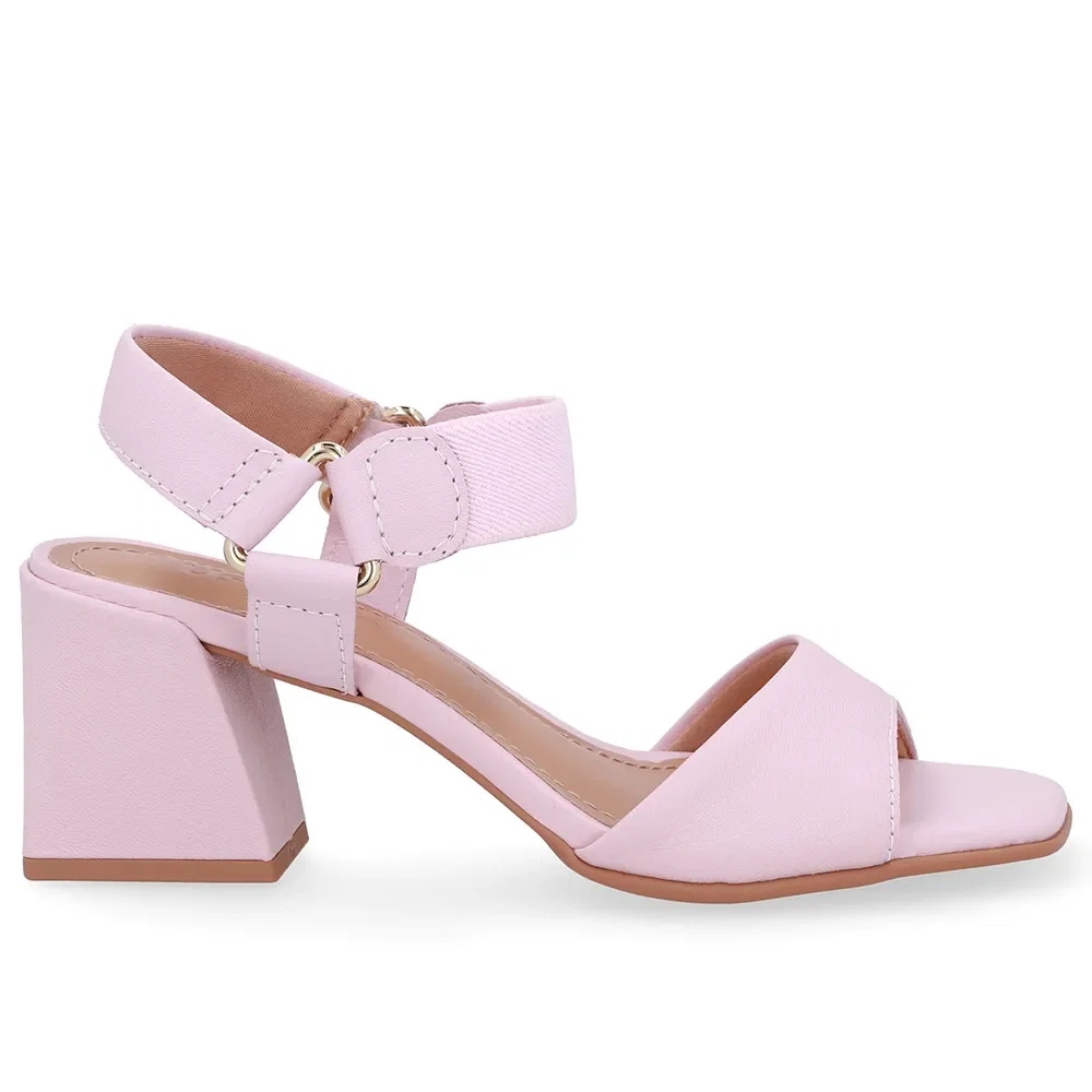 Sandália Couro Rosa Tira Elástico — imagem 1