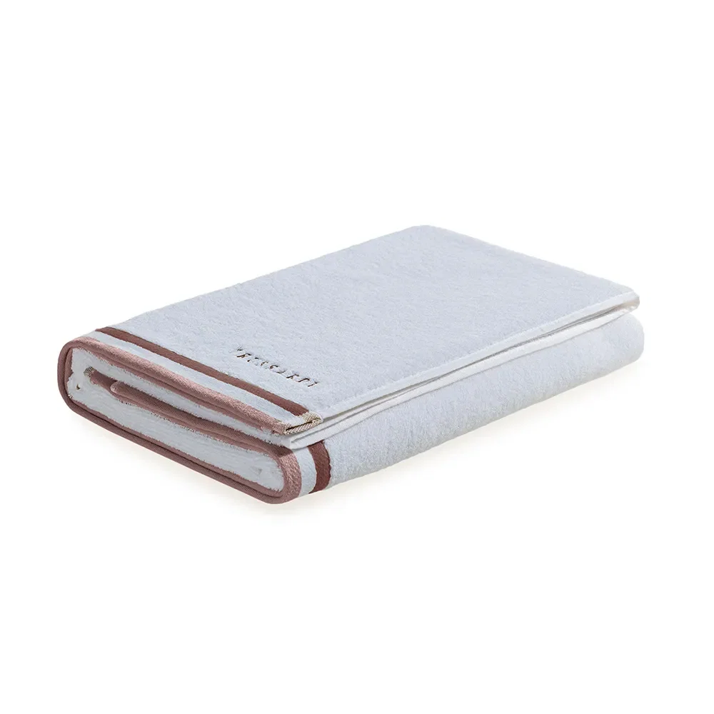 Toalha de Rosto com Bordado Localizado Montello Branco / Rosa