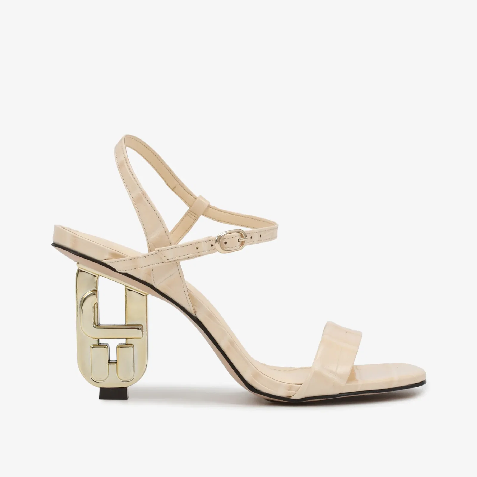 Sandália Off White Salto Exclusivo JB Heel Couro Crocco — imagem 1