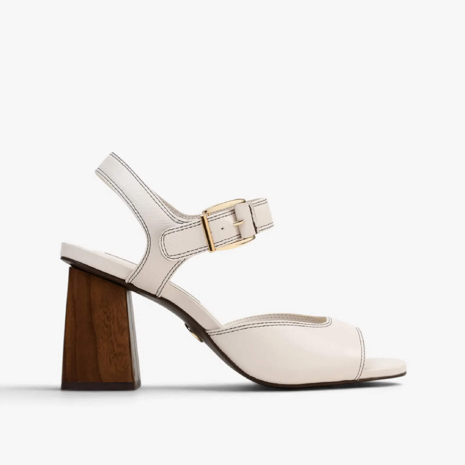 Sandália Off White Algodão Couro