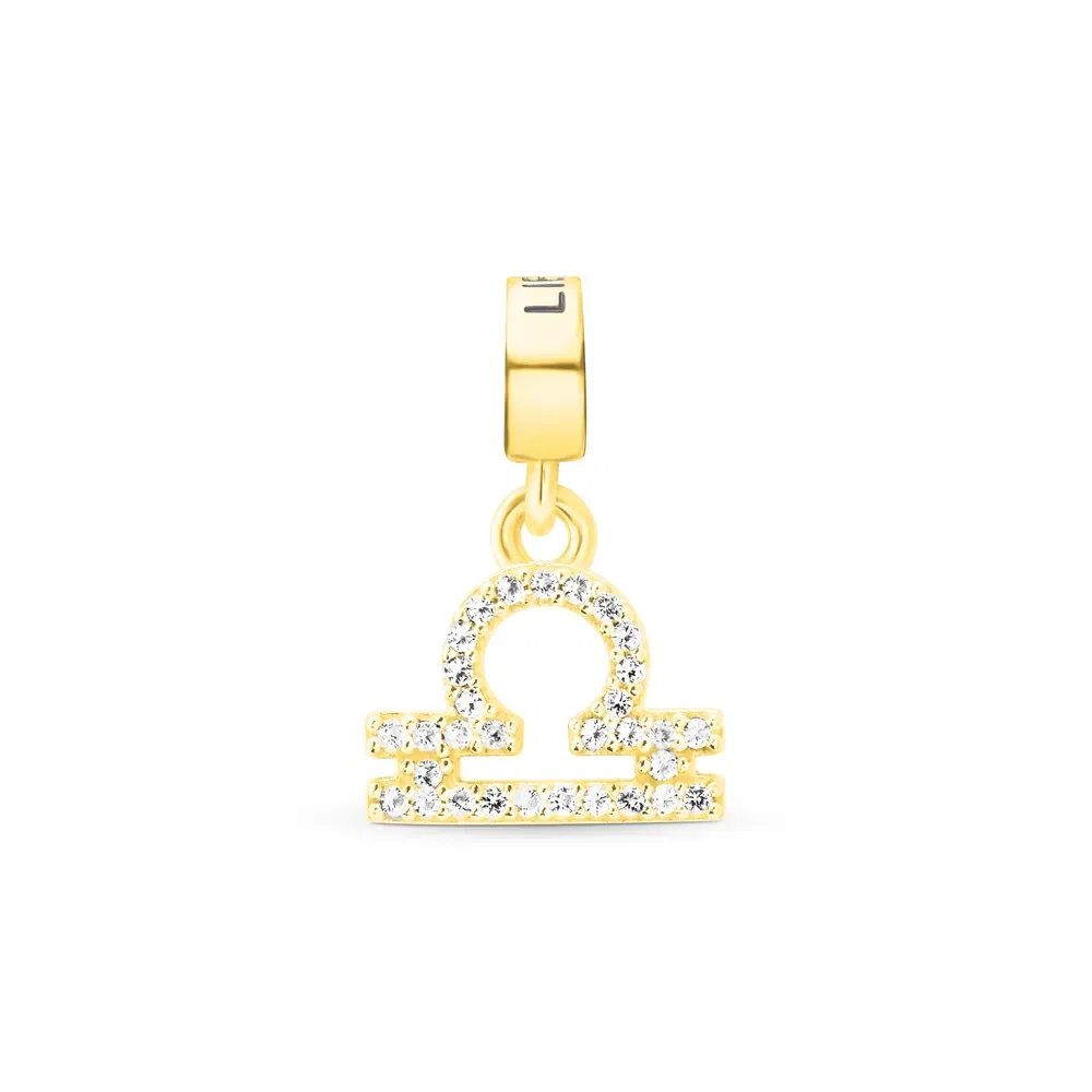 Pingente Life Signo Libra em Prata 925 com Banho de Ouro Amarelo 18k e Pedras Incolores — imagem 1
