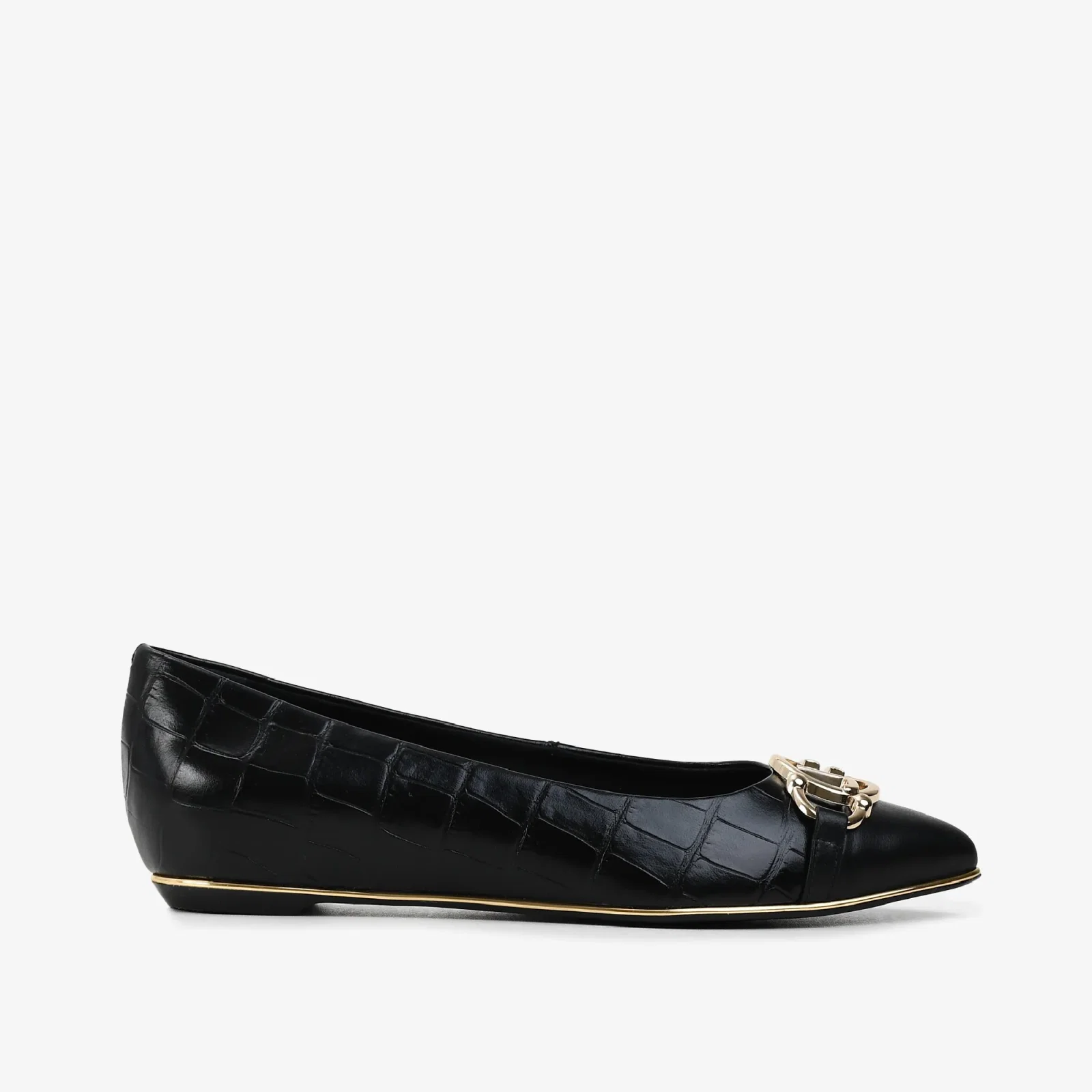 Sapatilha Preto Couro Crocco
