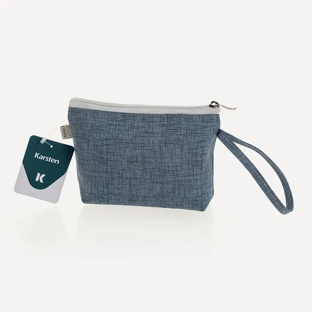 Necessaire Impermeável de Riscas Azul 13cm x 17cm — imagem 1